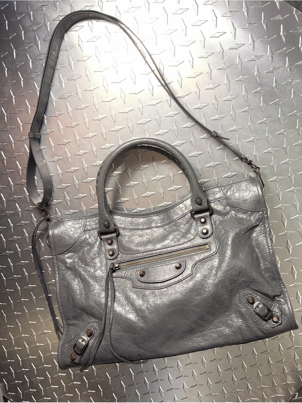 Balenciaga Medium Le City Moto Bag in Grey - Picture 10 of 12
